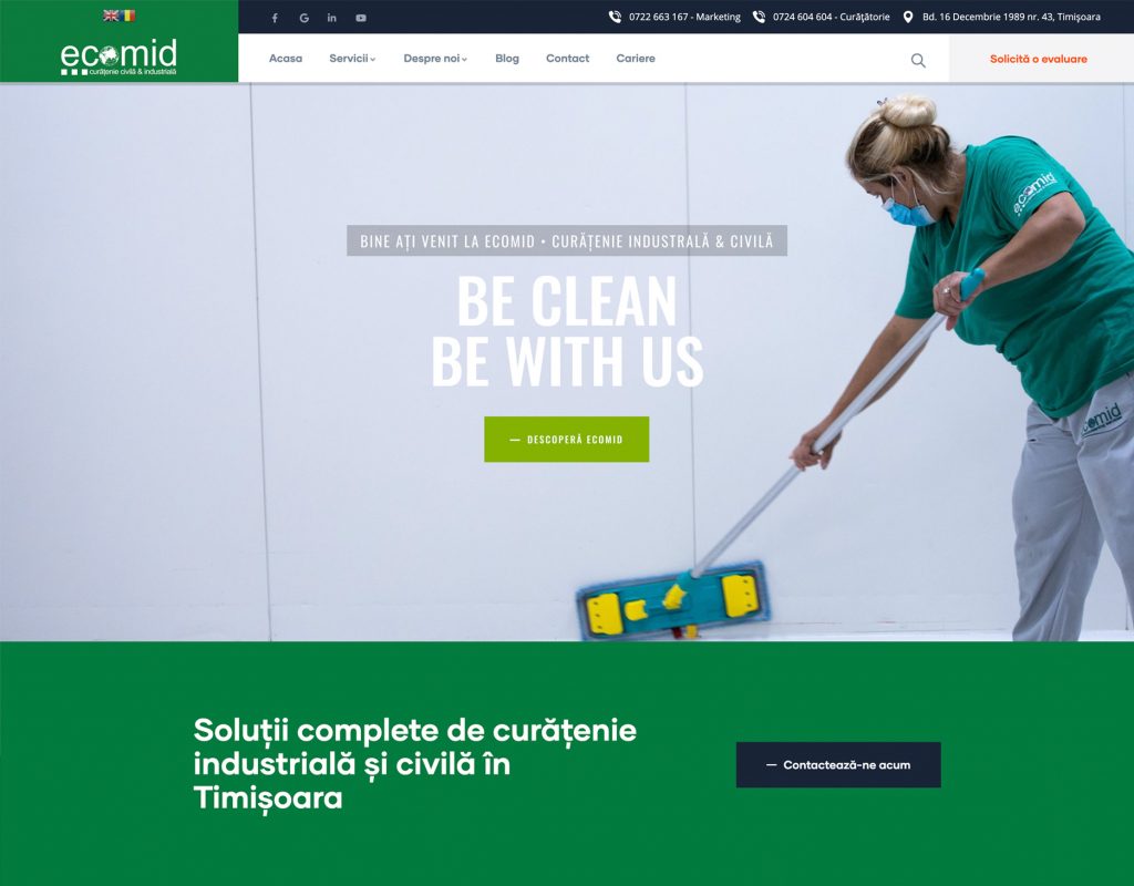 Ecomid – solutii de curatenie industriala si civila isi lanseaza noul website
