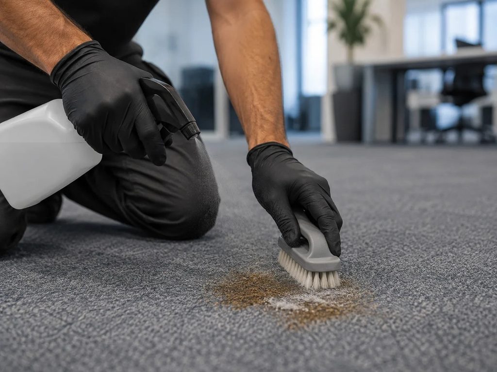 Tratarea petelor de pe mocheta lipită înainte de curățarea profesională